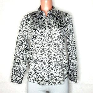 Chico's No Iron All Seasons Gray Leopard Print Shirt NWT XS or Small** Coolmax